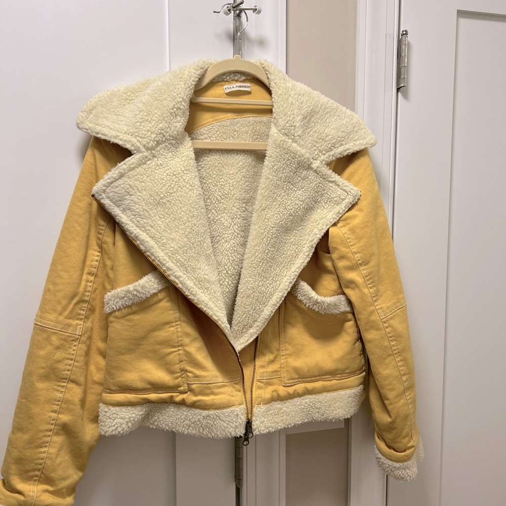 Ulla Johnson Yellow Shearling Jacket